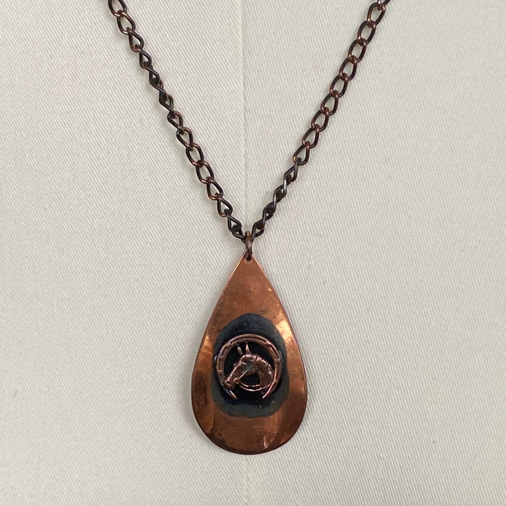 Vintage Artisan Copper Plated Pendant Necklace
